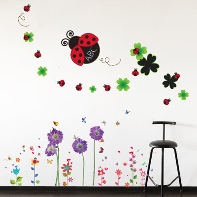 Décalcomanie murale, fleurs, fleurs et papillonss