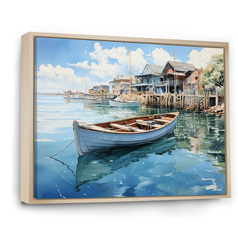 Port Harbor Reflections VII sur impression sur toile, Cadre naturel flottant, H 30 po x l 40 po x P 1,5 po
