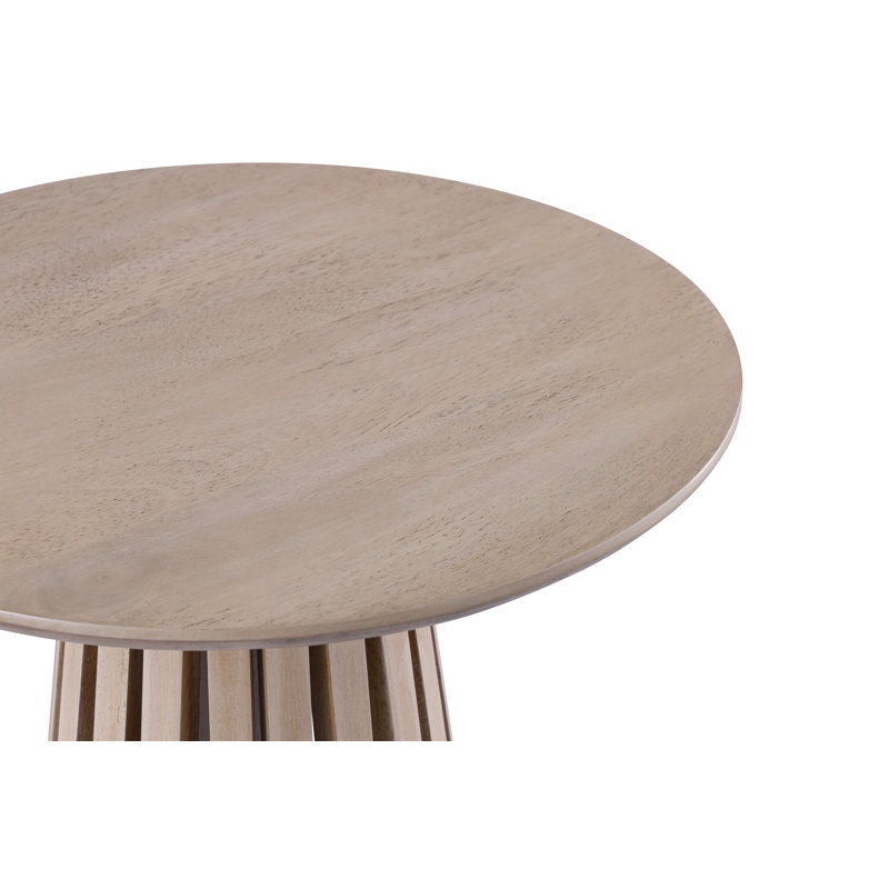 Lenan Round Light Oak and Metal Accent Table