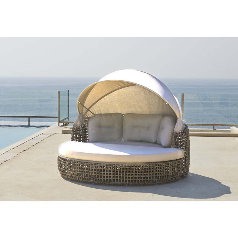 Dynasty Outdoor - Seat Patio Daybed, Canvas Canvas Sunbrella® Canvas, Kubu Mushroom