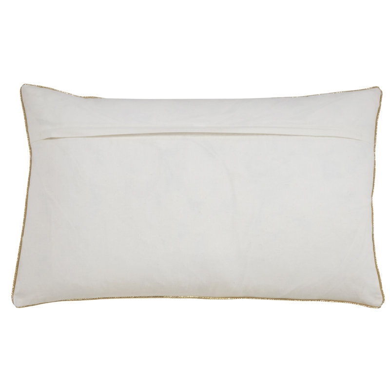 Gold Metallic Foil Print Oblong Cotton Throw Pillow