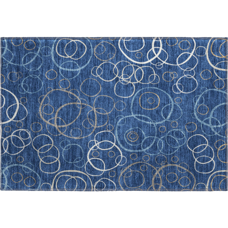 Premium Machine Washable Mayfield AMF2408 Bubbles Rug, Navy, 2'6" x 3'10"
