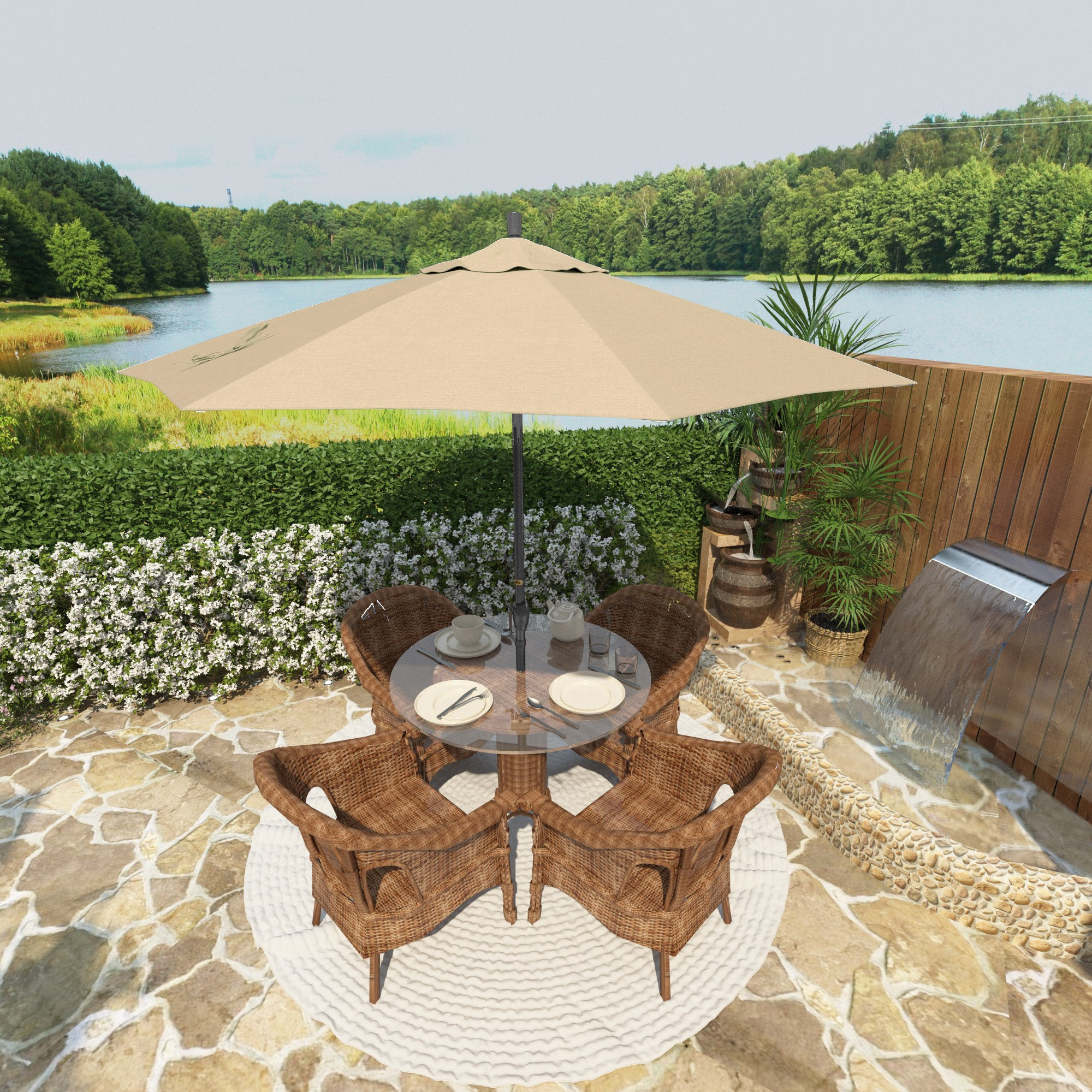 Lexia 90'' Sunbrella® Outdoor Umbrella, Antique Beige Sunbrella® Canvas