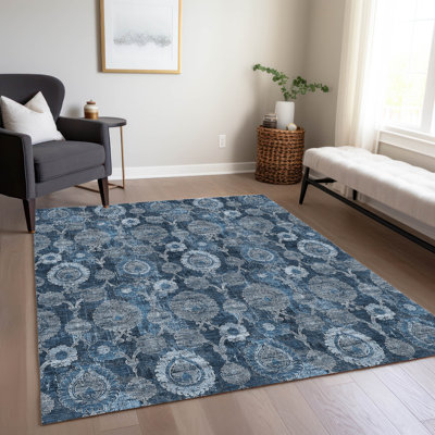 Malchow Washable Damask Indoor / Outdoor Rug