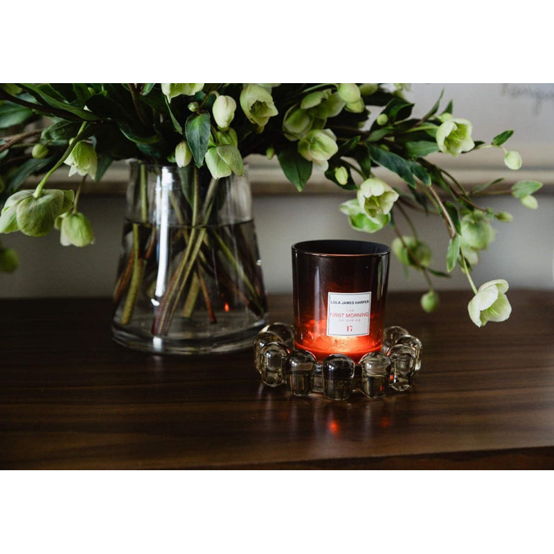 Glass Bubble Candle Dish – Decorative Tray for Votives, Tea Lights, Diffusers & Jewelry, Modern Table Accent for Home Decor