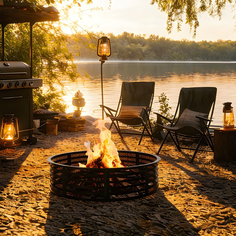 Smokeless Fire Pit Ring, Heavy Duty Metal Steel Diy Firepit Rim Liner, Wood Burning Fire Pit Ring