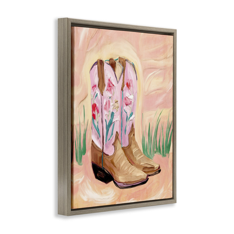 Cadre flottant à motif floral rose, par Kim Allen, H 21 po x l 17 po, Cadre flottant orme Montalcino