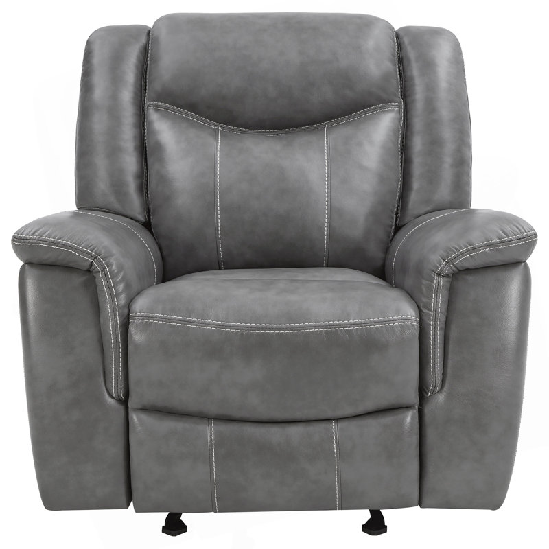 Encino Grey Upholstered Padded Arm Glider Recliner
