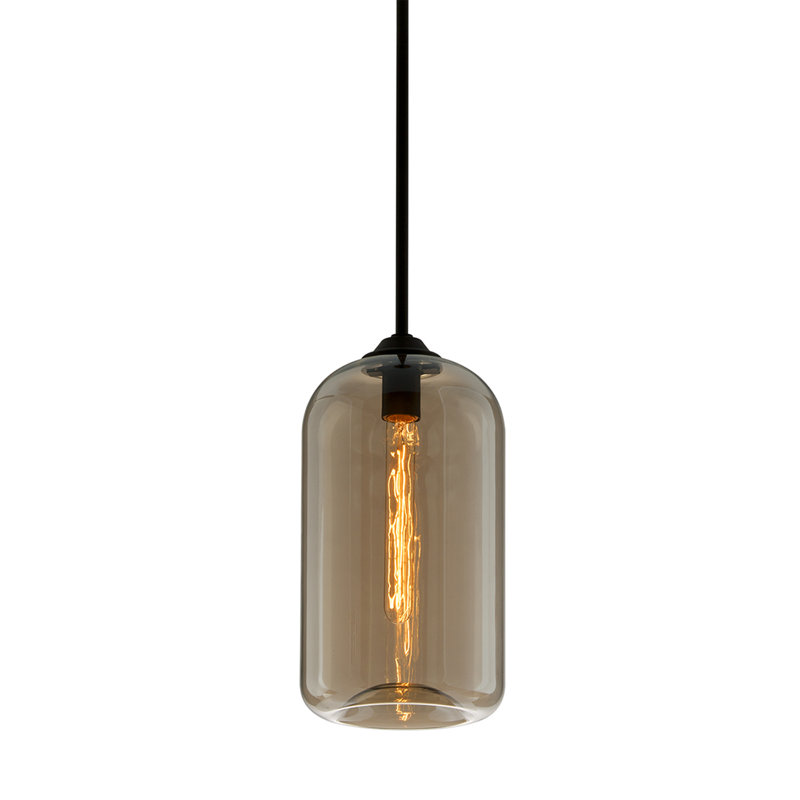Luminaire suspendu 1 lumière District, H 15,75 po x l 8 po x P 8 po, Brun