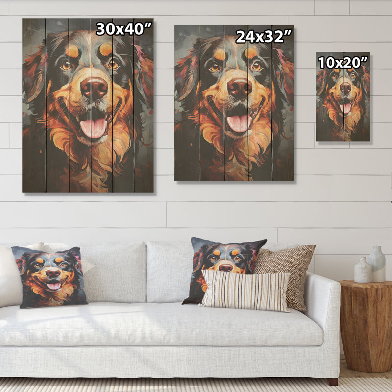 Bernese Mountain Majesty I - chien, art mural sur bois de pin naturel, H 20 po x l 10 po