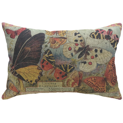  Butterflies Linen Lumbar Pillow