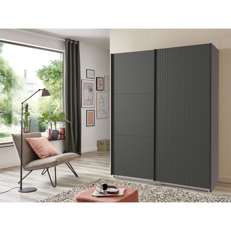 Alyxia 2 Door Manufactured Wood Wardrobe, Graphite
