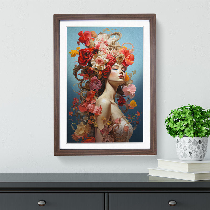 Single Picture Frame Print on Wood, 46cm H x 34cm W, Walnut Framed