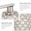 Luminaire de meuble-lavabo Modern Farmhouse avec détails en cristal, finition nickel brossé, luminaire 3 lumières pour miroir ou salle d'eau