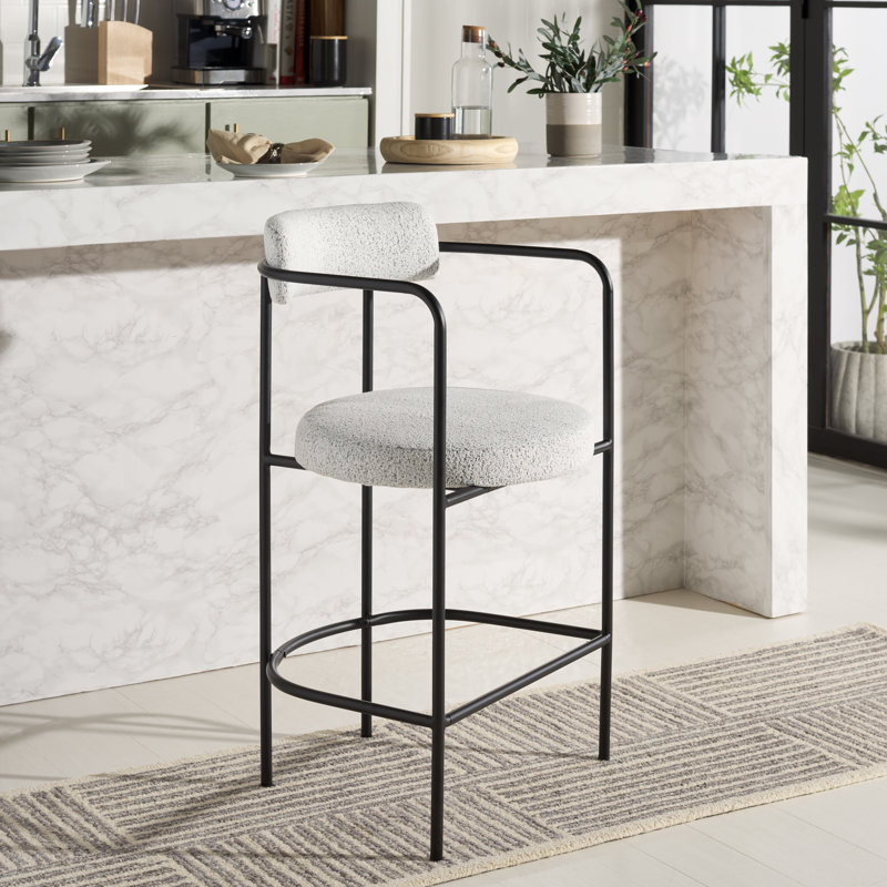 Liana Upholstered Counter Stool, Black/White