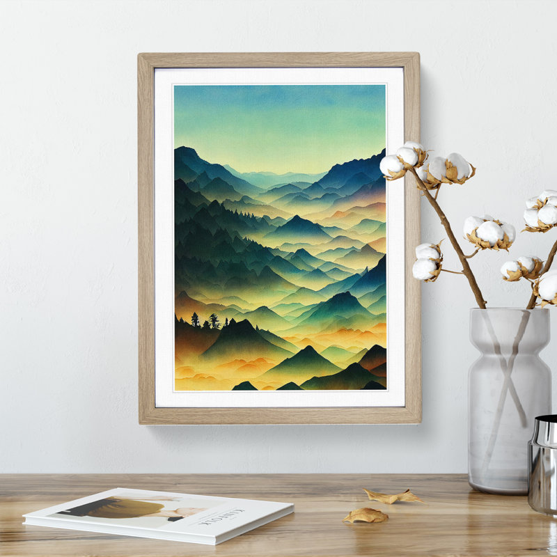 XV1022-4268X Stupendous Mountain Landscape - Print, 36cm H x 27cm W, Oak Framed Paper, White