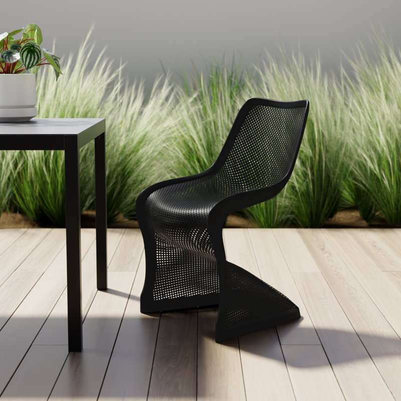 Spector Stacking Patio Dining Side Chair, Black