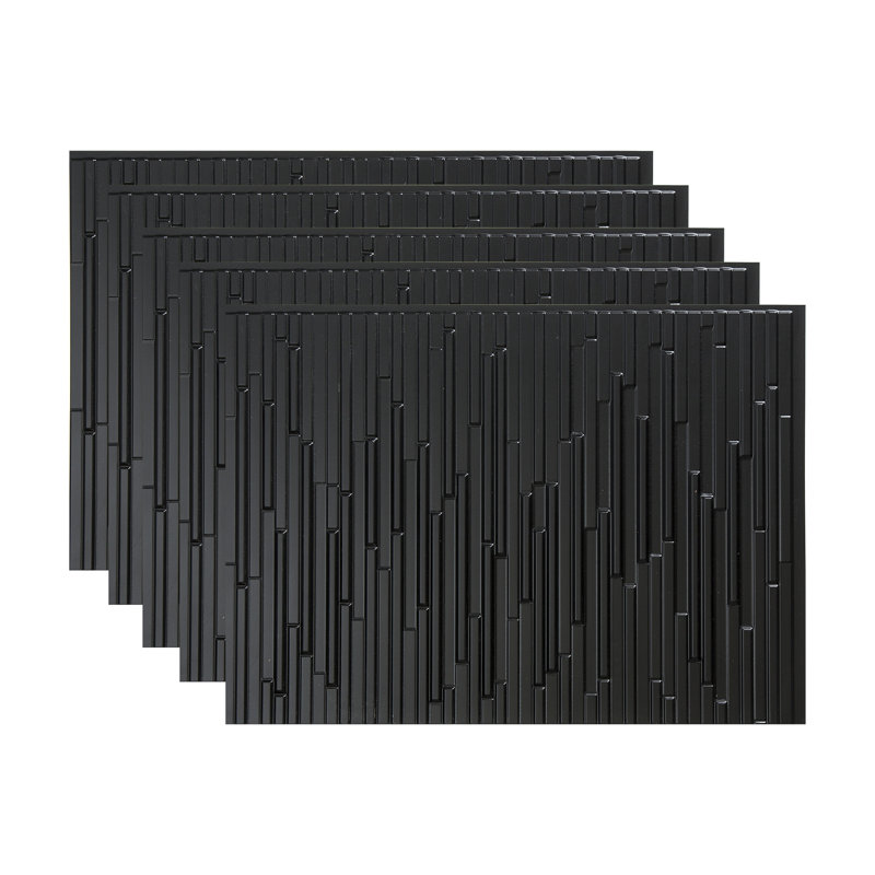 FASÄDE Skyline Decorative Vinyl Backsplash 15 sq ft Kit, Matte Black
