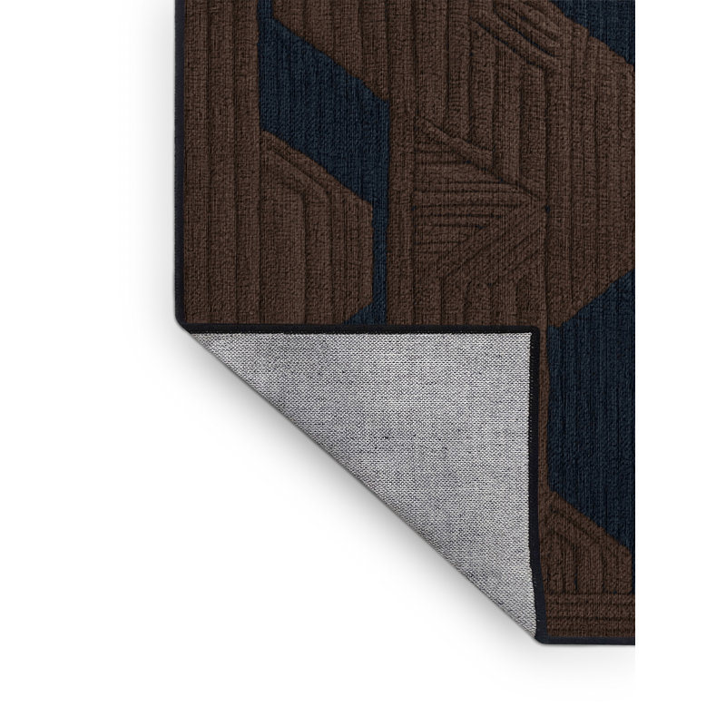 Tapis brun treillis lavable à la machine, Rond 5 pi