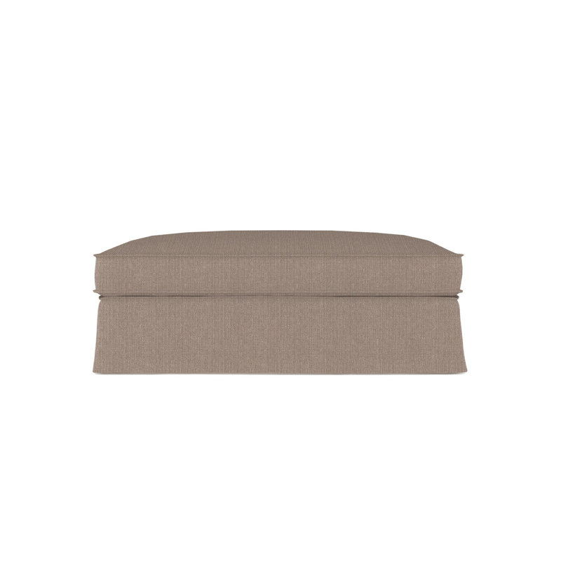 Mulberry Ottoman, Plush Velvet Blue Print, Weathered