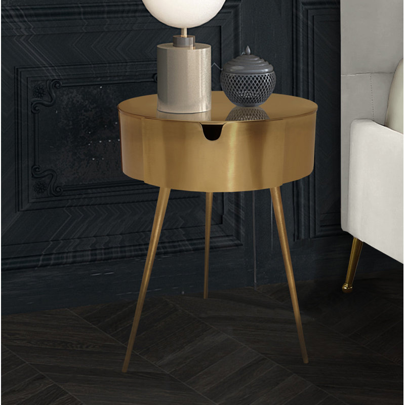 Bali 1 Drawer Nightstand, Gold