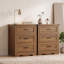 Ensemble de 2 tables de chevet avec poignées en métal, rangement de chevet rustique à 3 tiroirs de 23,6 po pour la chambre à coucher-1462005441