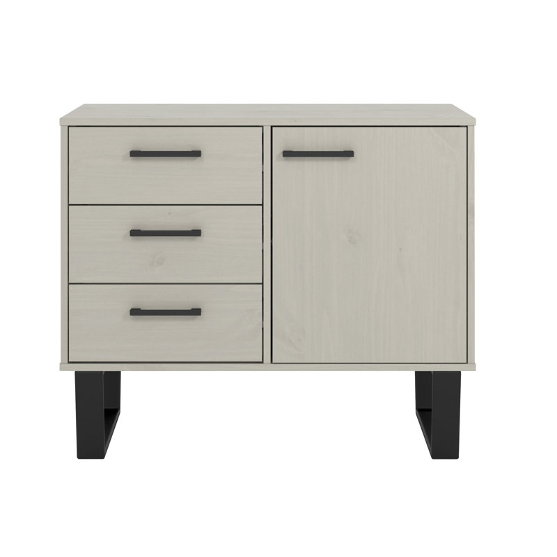 Elad Sideboard, 3 Drawers and 1 Door, industrial design, Antique wax, Grey