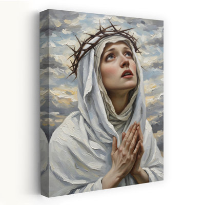 Vierge Marie, paysage contemporain abstrait, art mural