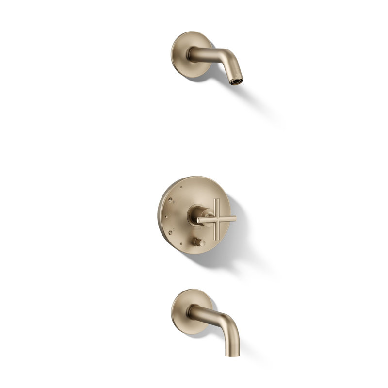 Robinet de douche Purist, Croix, Bronze brossé éclatant