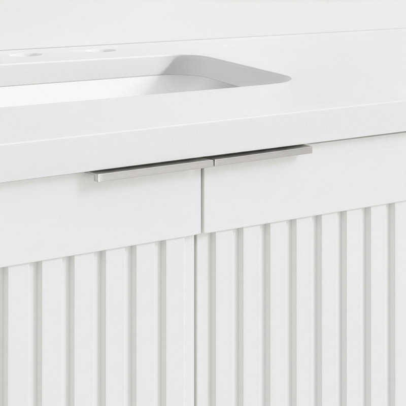 Through Lines 48" Single Bathroom Vanity, White, Single-Hole