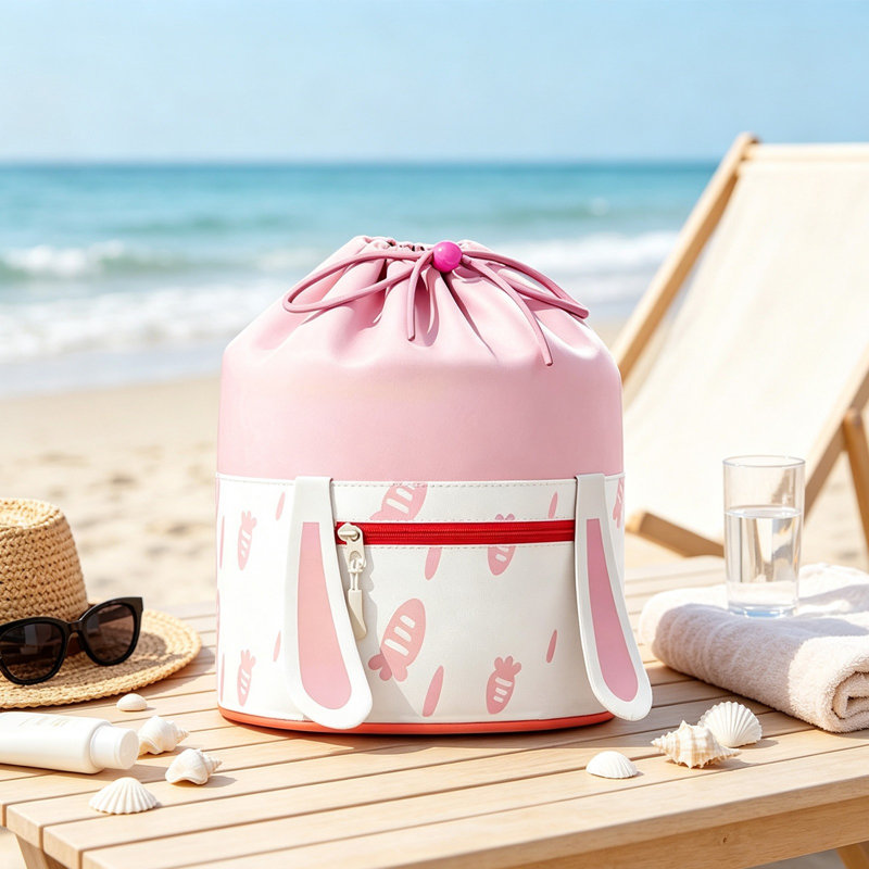Sac de rangement en plastique étanche à cordon de serrage pour la natation, avec compartiments séparés pour le sec et l'eau. Parfait pour la plage, le gym et la piscine.