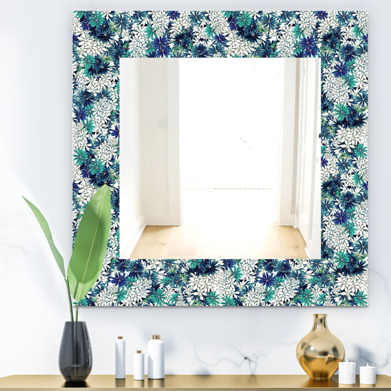 Miroir mural traditionnel sans cadre floral, H 39,4 po x l 29,5 po