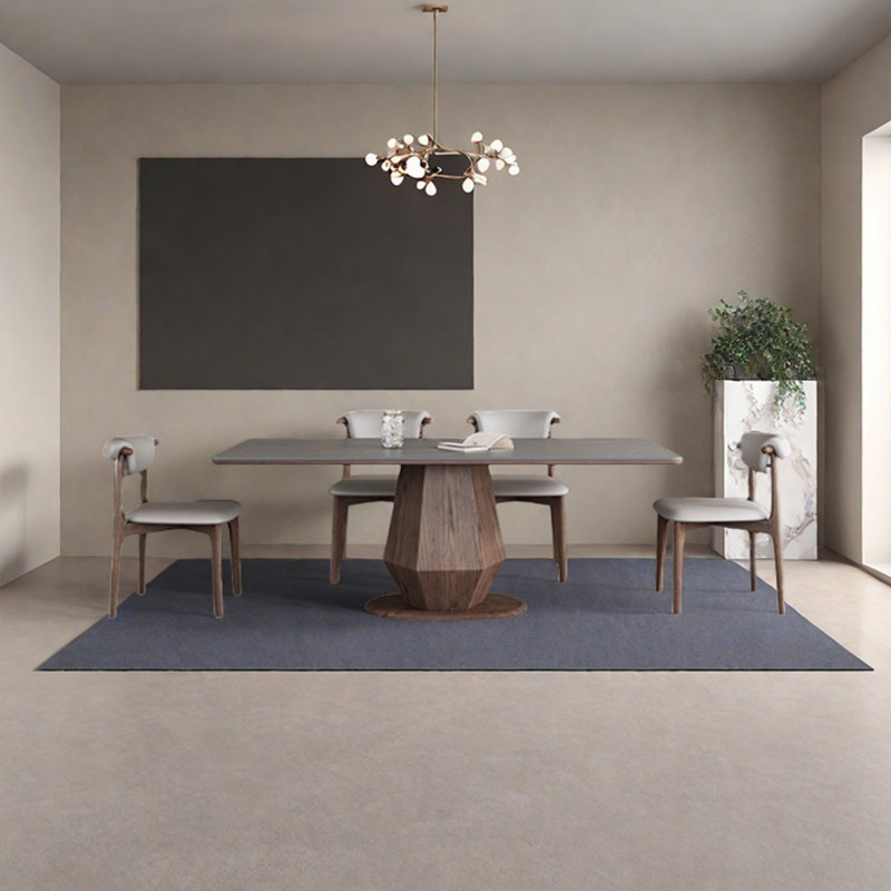 Ensemble de table de salle à manger en pierre frittée grise, H 29,53 po x L 62,99 po x l 31,5 po