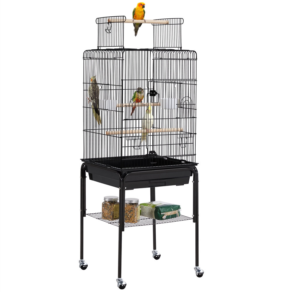 136cm Iron Play Top Floor Bird Cage with Wheels