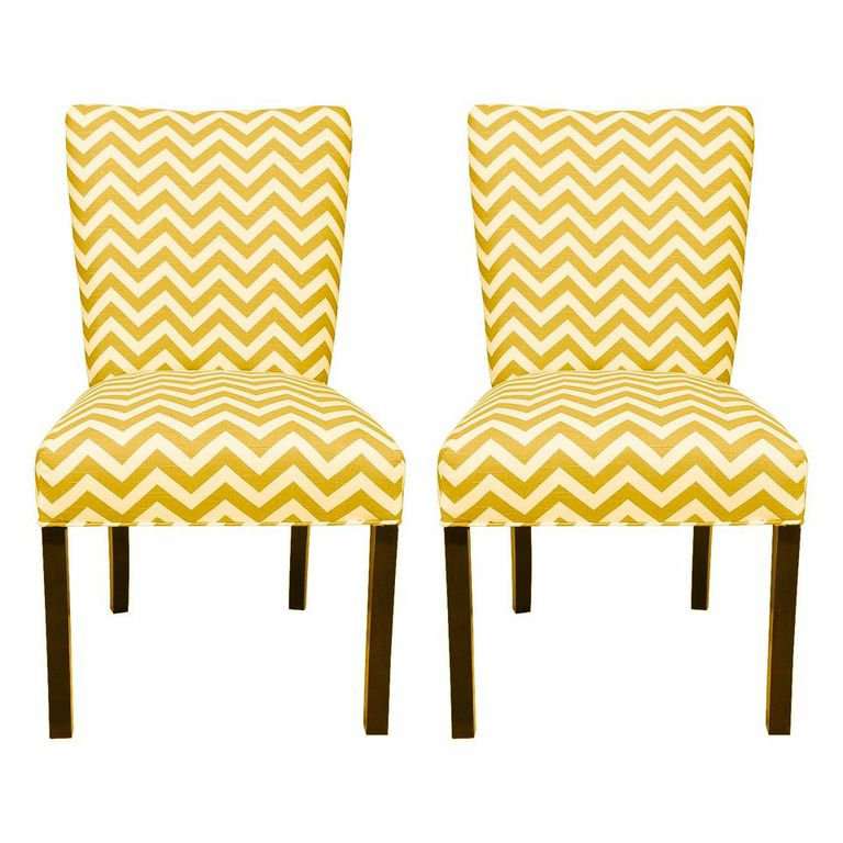 Chaise rembourrée Elbert, Zigzag jaune maïs / flammé