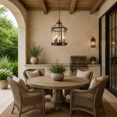 Traditional 5 Light  Bronze Lantern Pendant