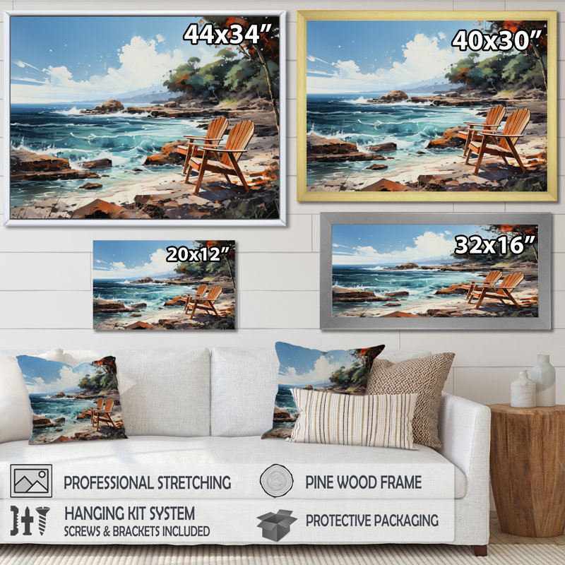 Rocky Beachside III, reproduction d'art sur toile, H 24 po x l 32 po, Toile tendue