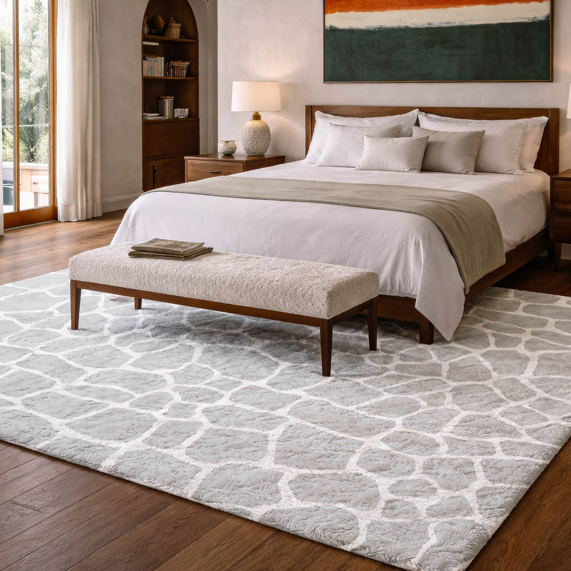 Premium Machine Washable Dream Shag Giraffe Rug, Gray, 8' x 10'
