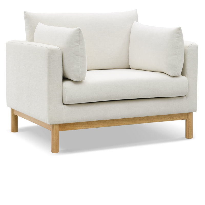 Langham Sellars 44" W  Linen Textured Fabric Chair, Cream Linen Textured Fabric