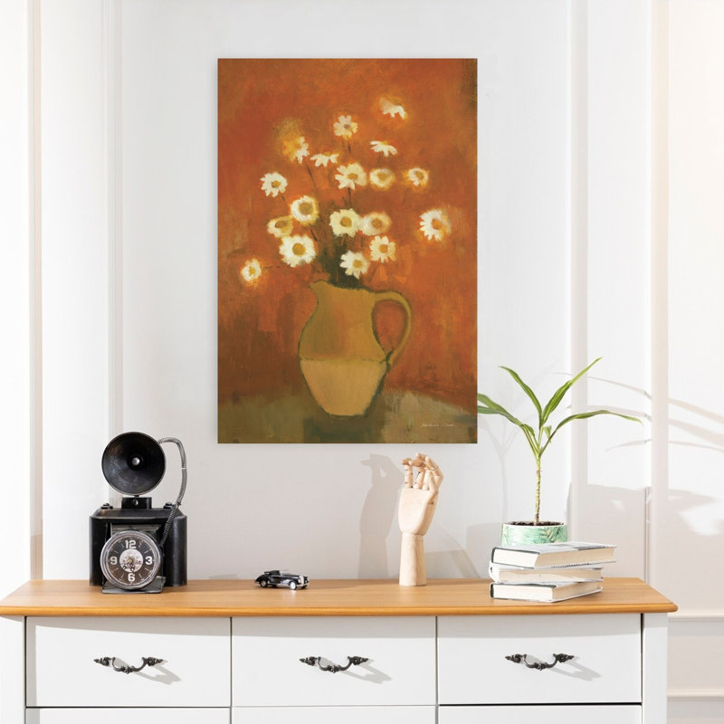 Contemporary Art Abstract Contemporary Daisy Flower Landscape Art by Michael Clark - Wrapped Canvas Print