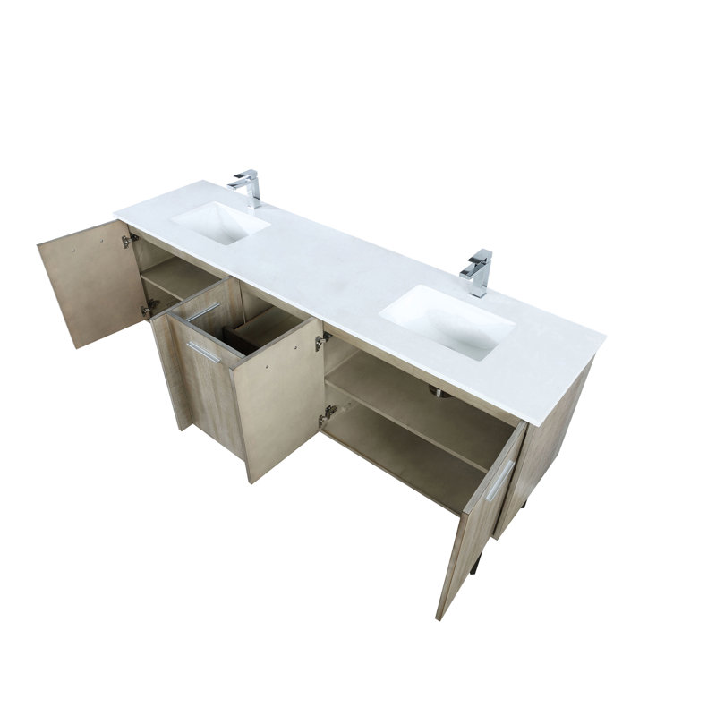 Lancy 80 in W x 20 in D Double Bath Vanity and Faucet Set, White Cultured Marble