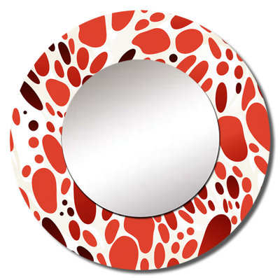 Red And White Polka Dots Pattern - Polka dots  Large Wall Mirror, Red Decorative Mirror, Printed Metal Art