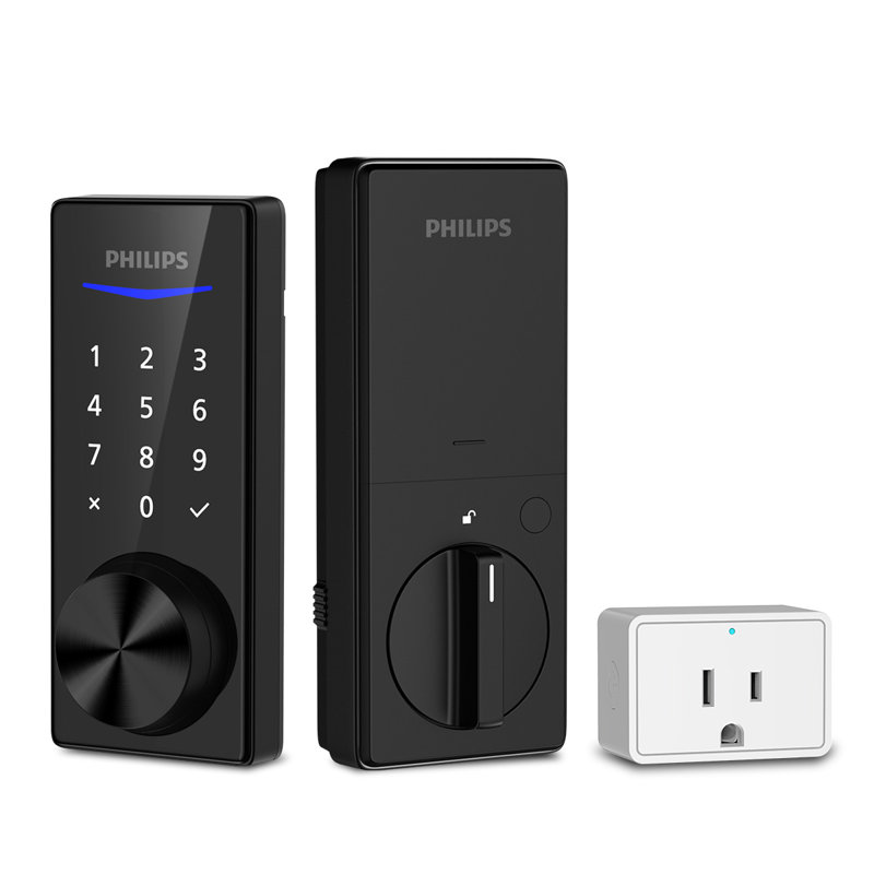 Philips Bluetooth Touchscreen Smart Door Lock Deadbolt with Wi-Fi Bridge, Matte Black, Rectangle, Deadbolt 