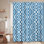 Rideau de douche géométrique à motif de couleurs bleues et blanc avec 12 crochets