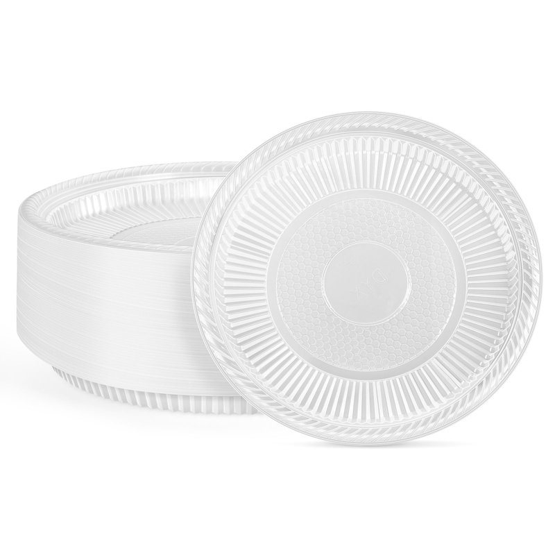 Assiettes à dessert jetables en plastique transparent 9 pouces 9 pièces