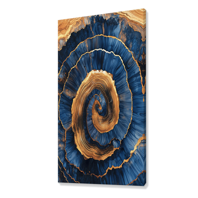 «Graecyn Aqua Crystal and Wood Slide Spiral I», art mural cristaux, H 60 po x l 28 po, Toile tendue, Ne s’applique pas