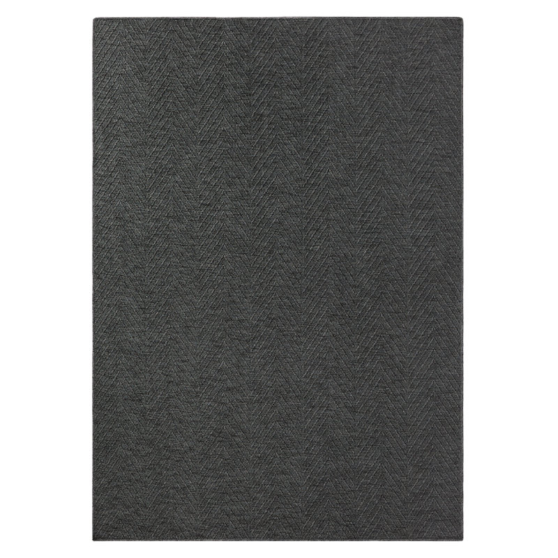 Tapis noir uni texturé à motif de chevrons Town & Country Country, Rectangle 9 pi 10,1 po x 14 pi 0,1 po