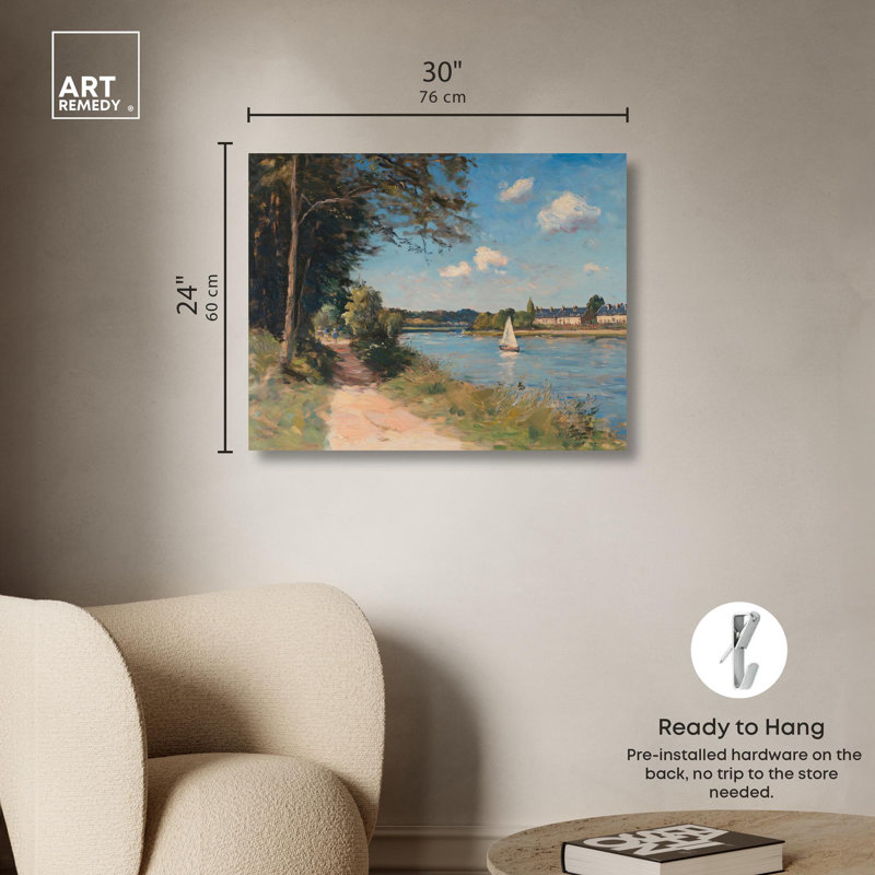 «Monet Walk in The Park Canvas Vintage Landscape» par Art Remedy, H 24 po x l 30 po, Toile tendue