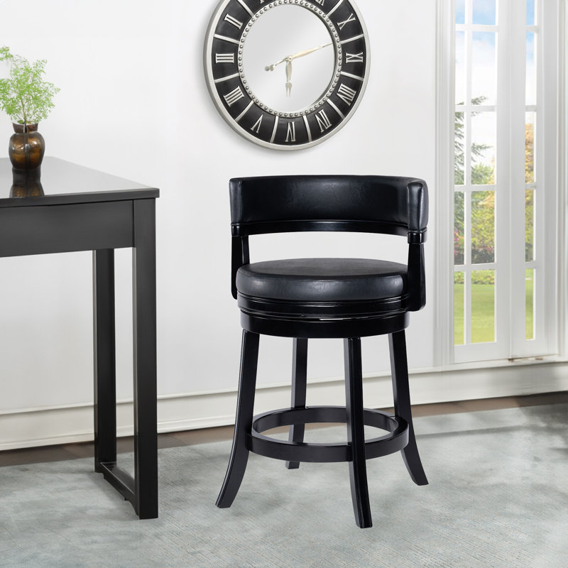 Balen Swivel Stool, Counter Stool (24” Seat Height), Black Seat/Black Frame