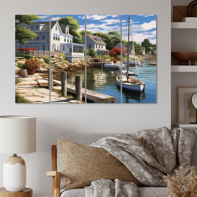 Amzie Connecticut's Port Charm - Impression sur toile Connecticut - 4 panneaux